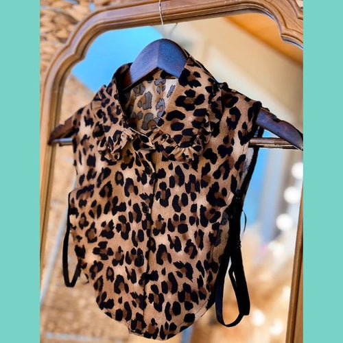 Leopard Luxe Ruffle Faux Collar