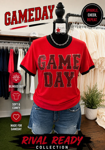 Red Game Day Spangle Tee
