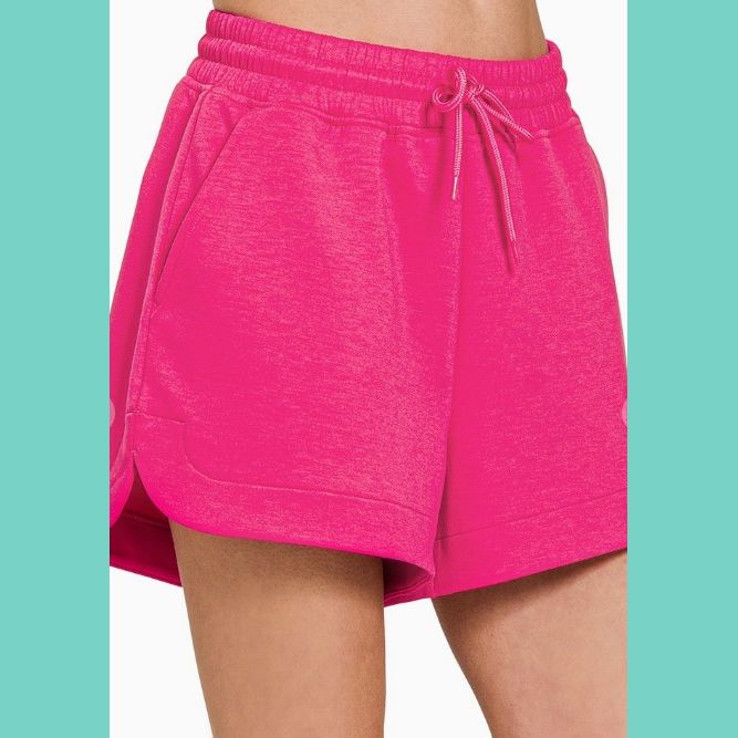 Hot Pink Drawstring Scuba Shorts