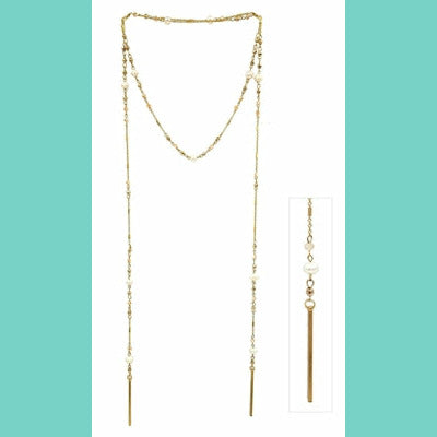 Gold Pearl Wrap Necklace