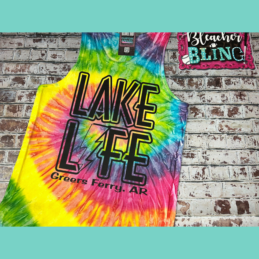 Greers Ferry Lake Life Tie Dye Tank