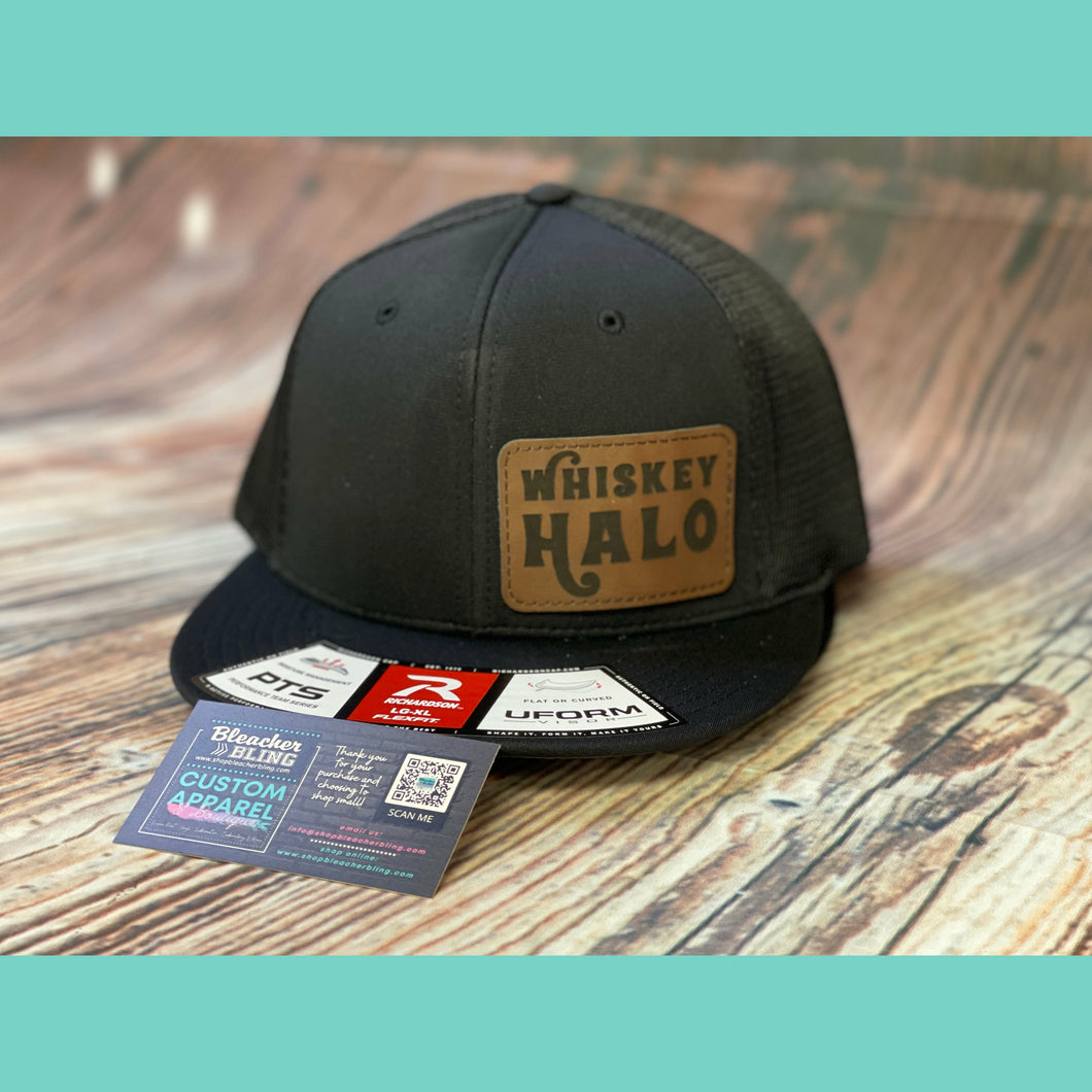 Whiskey Halo Leather Patch Cap