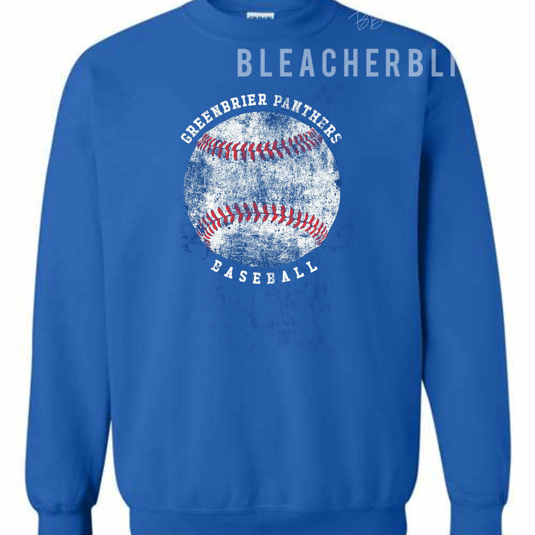 Greenbrier Baseball Distressed Royal Crewneck Sweatshirt
