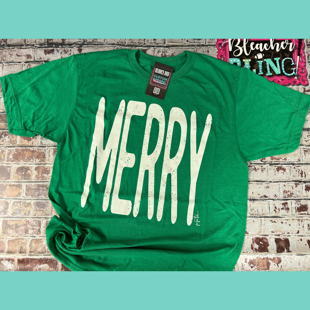 Green MERRY Graphic Tee