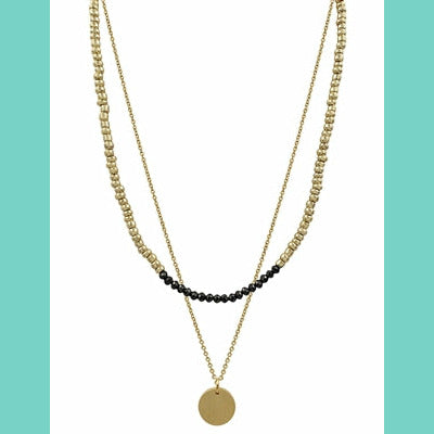 Layered Gold Coin and Crystal Necklace