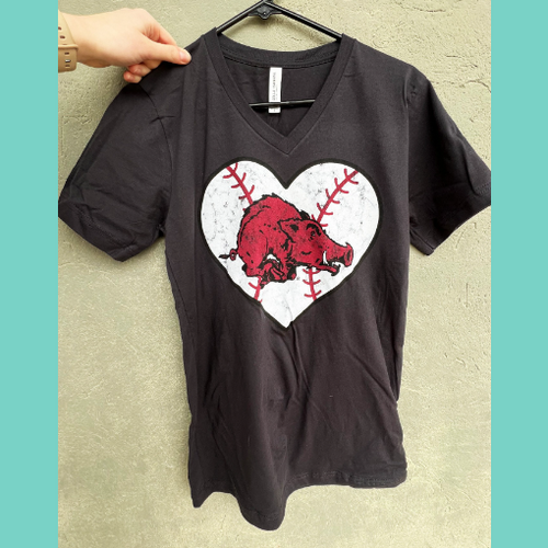 Arkansas Baseball Heart Graphic Tee